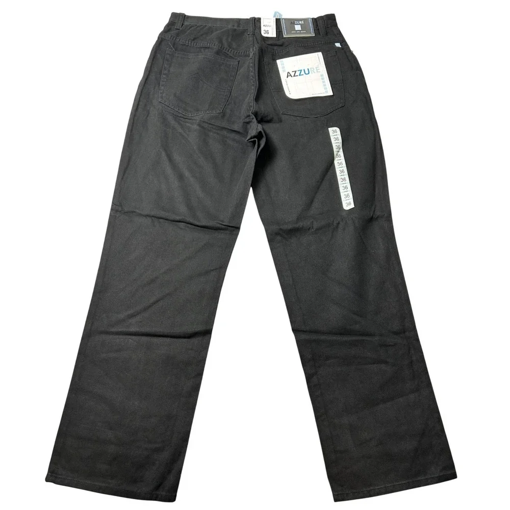 VTG AZZURE Jean Black Denim Pants Straight Fit Size 36W‎ x 34L M4058 NEW NWOT